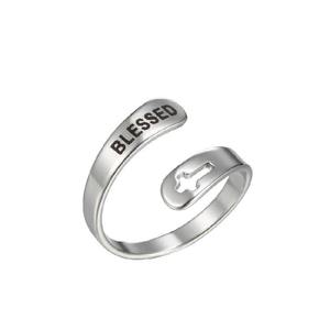 <strong>I</strong> <strong>Am</strong> <strong>Enough</strong> Encourage Letter Stainless Steel Ring Fashion Keep Going Cuff Ring Awareness Rings Jewelry for Women - Product Image 6