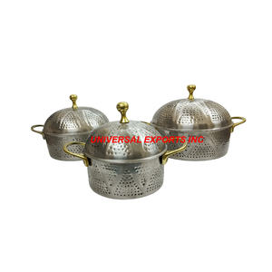 Calentador de alimentos de acero inoxidable Forma redonda Boda Buffet Calentador de alimentos Venta caliente Diseñador Cazuela de metal - Product Image 5