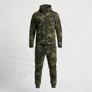 Ensemble de survêtement deux pièces pour homme, sweat à capuche et pantalon de jogging en molleton technique décontracté, idéal pour la gym, le fitness, l'entraînement, confortable pour l'hiver, 100% - Product Image 1