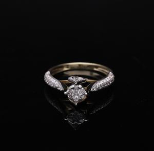 แหวนเพชรธรรมชาติสีทอง14K ที่มีจุดศูนย์กลางแบบกลมพร้อมด้วยการเน้นเสียงปูพื้นแบบแยกก้านเพื่อการจัดแต่งทรงผมที่หรูหรา - Product Image 3