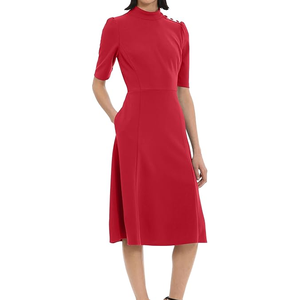 Bandes col montant tendance femmes revers col carrière gaine robe bureau vêtements de travail bureau à dîner événement réception cérémonie - Product Image 2