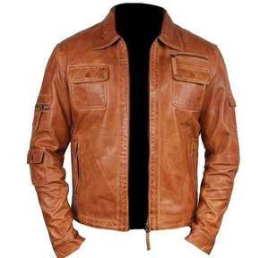 Vestes en cuir pour hommes fabriquées en usine avec décoration en fourrure Étiquette personnalisée Taille confortable pour les Offres Spéciales d'hiver à un prix - Product Image 1