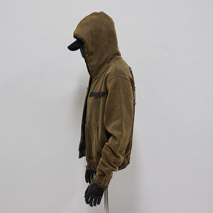 Sudadera con Capucha Extra Grande Personalizada OEM 2026, Sudadera con Capucha de Algodón y Felpa, Estilo Vintage, Corte Cuadrado, Gruesa, con Cierre y Pedrería para Hombre - Product Image 4