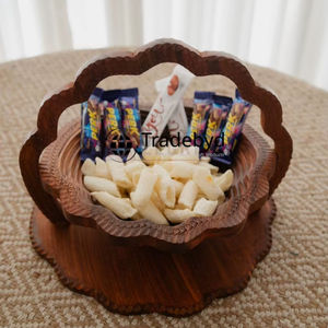 Panier à fruits secs en bois fait main de qualité supérieure, moderne, écologique, pour servir des collations et offrir en cadeau, Tradebyd - Product Image 1