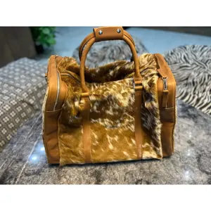 Bolsa de Viaje Mega de Cuero Vacuno para Damas, Bolsos de Mano Tejidos de Cuero Vacuno, Bolsa de Mano de Fin de Semana para Bebé con Detalles de Cuero Vacuno - Product Image 2