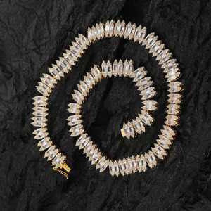 Collier ras du cou double couche en argent sterling 925 massif en or 18 carats avec chaîne de tennis en pierres précieuses en diamant pour bijoux de mode pour femmes - Product Image 2