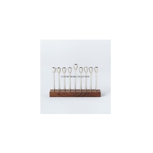 High Quality Large Size Table Candle Holders Wooden Base with Metallic Silver Ware and <b>Candlestick</b> Decoration Premium Quality - Product Image 1