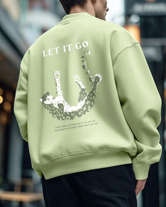 Sweat Homme Vintage Streetwear 480GSM Poids Lourd 100% Coton Polaire Brossé Intérieur Surdimensionné Pull Epaule Drop Design - Product Image 2