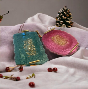 ถาดรองเสิร์ฟทำจากเรซินสี่เหลี่ยมสีชมพูเป็นมิตรกับสิ่งแวดล้อมถาดเก็บของตกแต่งบ้านหรูหราตกแต่งห้องนั่งเล่น - Product Image 2