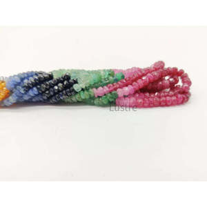 Perles de saphir arc-en-ciel facettées rondes multi-pierres précieuses faites à la main de 3-4 mm, rubis jaune bleu naturel pour la fabrication de bijoux, certifiées IGI - Product Image 1