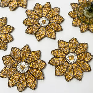 Handmade Beaded <b>Coasters</b>-Classic <b>Drink</b> <b>Coasters</b> with Polyester Backing (4x4 Inch) for Church and Religious Gifts - Product Image 1