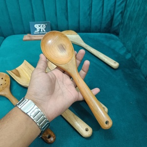 ช้อนทำอาหารไม้สักเครื่องใช้ในครัวทำมือที่มีผิวเรียบเป็นธรรมชาติเหมาะสำหรับการทำอาหารและการให้บริการทุกวัน - Product Image 2