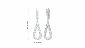 Pendientes Colgantes de Oro de 14K con 1.35 Quilates de Diamantes Naturales de Corte Brillante Redondo, Chapados en Rodio - Product Image 2