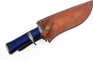Cuchillo de caza de acero de Damasco hecho a mano con Funda de cuero, cuchillo de hoja fija para acampar, compatible con OEM - Product Image 6