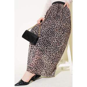 <b>Elastic</b> <b>Waist</b> Patterned Chiffon <b>Skirt</b> Leopard - Product Image 1