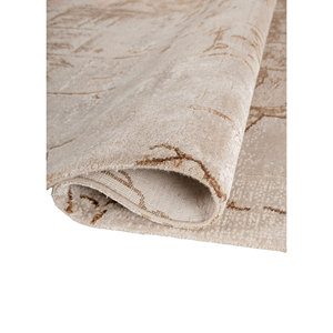 พรมขนสัตว์และไหมไผ่ถักมือสีเบจและสีน้ำตาล ลายแบบนามธรรม รูปทรงสี่เหลี่ยมผืนผ้า สำหรับบ้าน ห้องนอน ทำด้วยมือ รุ่น Esk-1560 - Product Image 2