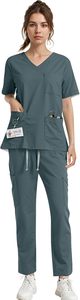 Pantalones apilados elásticos personalizados uniformes de enfermera Scrub Hospital uniformes traje de enfermería uniformes Jogger mujeres Scrub conjuntos uniforme - Product Image 2