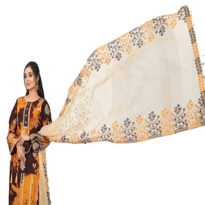 Costumes de pelouse pakistanais imprimés de table en or 3 pièces de créateur original de marque supérieure pour adultes vêtements indiens et pakistanais - Product Image 1