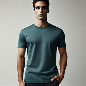Vente en gros Logo de marque personnalisé 100% coton col roulé manches courtes respirant coupe régulière décontracté hommes t-shirts vierges - Product Image 2