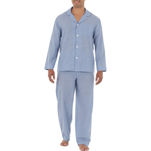 Conjunto de pijama de manga larga transpirable de fibra de bambú para hombre, ropa de descanso clásica con botones, combo de Bata de talla grande para parejas - Product Image 1