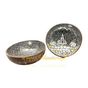 Juego de cuencos de cáscara de coco natural hechos a mano, cuenco redondo ecológico, cuchara, cubiertos para ensalada de frutas, fideos a granel hechos en Vietnam - Product Image 2