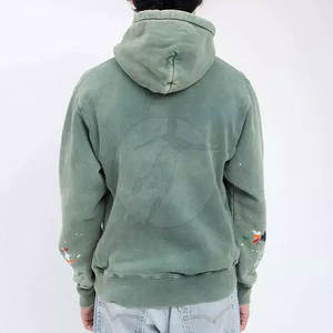 Plain Solid Color Blank Acid Wash <b>Hoodies</b> Plus Size Heavy Weight 2024 Men Acid Wash <b>Hoodies</b> - Product Image 3