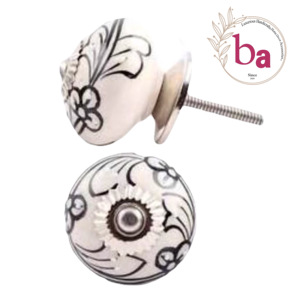 Boutons modernes en céramique à fleurs blanches pour armoires commodes armoires commodes cuisine chambre salon salle de bain-belle - Product Image 1