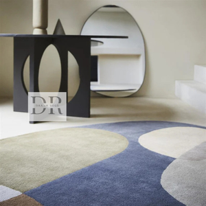 Élégant tapis en laine de Nouvelle-Zélande de forme ovale 100% fait à la main de haute qualité touffeté à la main pour le salon - Product Image 4