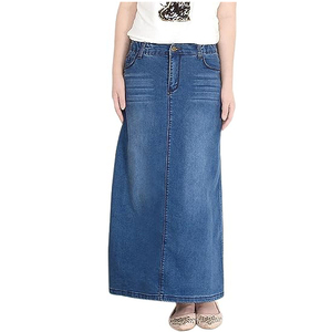 Long Solid Pattern Maxi-Length Denim Jeans Skirts for Women Y2K Style Straight Silhouette Plus Size for Summer Autumn Waist - Product Image 2