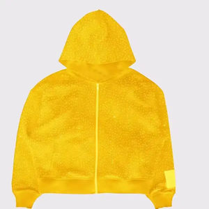 Sweats à capuche surdimensionnés personnalisés avec fermeture éclair en strass, streetwear lourd, 100% coton pour hommes, fabricant de sweats à capuche entièrement en strass - Product Image 5