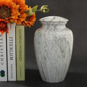 Modern Design White Aluminum Adult Male and Female Burial Urns Handcrafted <b>Memorial</b> Cremation Ashes Sympathy Funeral Wholesale - Product Image 3