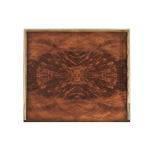 Mesa Auxiliar de Lujo de Madera de Caoba con Impresionante Chapa de Madera Veteada y Patas Cónicas con Patas de Caballete - Product Image 6