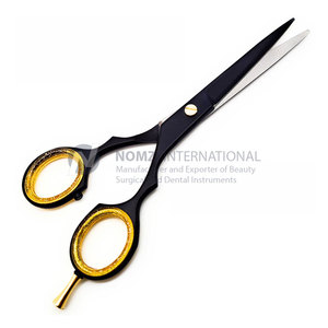 Juego de corte de pelo de peluquero de acero inoxidable negro personalizado de alta calidad, salón de belleza, nuevas tijeras de peluquería con tornillo fijo - Product Image 4