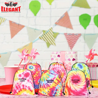 Haute qualité Logo personnalisé impression léger 16 pièces vibrant cravate-teinture sacs à cordon coloré Polyester fête faveur sacs à dos