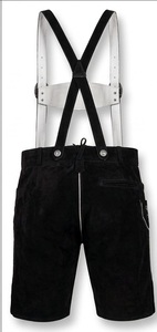 Lederhosen pour hommes en daim de vache noir, style bavarois - Product Image 2