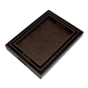 Plateau de rangement décoratif en cuir PU pour la maison et le bureau - Product Image 1