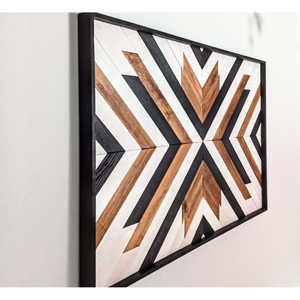 Boho Chic Décoration murale en mosaïque de bois Accent unique et élégant pour la décoration intérieure - Product Image 1