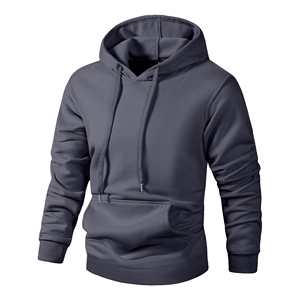 Streetwear d'hiver décontracté pour hommes Pull à capuche à motif solide 100% coton avec poche kangourou Poignets côtelés Doublure en polaire douce - Product Image 5