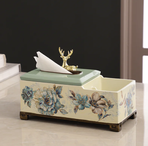 Porte-mouchoirs multifonctionnel en métal émaillé à motifs floraux, style vintage, couleur personnalisée, logo, cuisine, salle à manger - Product Image 1