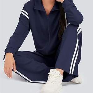Ensemble 2 pièces pour femmes, grande taille, hiver, uni, à capuche, fermeture à cordon, léger, respirant, séchage rapide, polyester/coton, logo personnalisé - Product Image 6