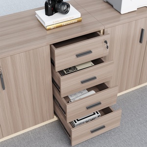 Moderno Gabinete de Almacenamiento de Oficina de Madera con Puertas y Cajones con Cerradura, Archivador de Documentos Contemporáneo, Archivador Comercial - Product Image 5