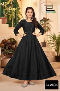 Indian Pakistani Women Wear White Readymade Anarkali Style <b>Kurtis</b> with Plus Size Available for Wedding and Casual Wear <b>Kurtis</b> - Product Image 3