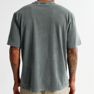 Camiseta de Algodón Verde Sólido para Hombre, Corte Regular, Manga Corta, Cuello Redondo, Diseño Liso Informal, Tejido de Punto, Antiencogimiento, 300g, Digital - Product Image 5