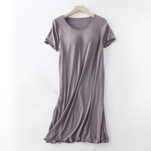 ใหม่สำหรับชุดกลางคืนโมดอลสำหรับผู้หญิงชุดนอนบราแขนสั้นพร้อมแผ่นรองหน้าอกชุดนอนบราฟรีไซส์ใหญ่ - Product Image 4