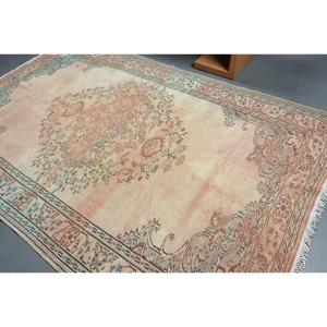 Tapis turc vintage, tapis de 6,1 x 9,6 pieds, tapis persan en laine marron bleu - Product Image 4