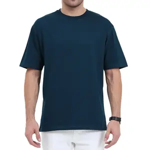 Camiseta en blanco azul marino para hombre con estampado de logotipo personalizado de algodón de calidad de primera clase 220 GSM 100% Camiseta de algodón - Product Image 2
