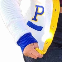 Suéter Unisex Sorority SGRho, Cuello en V, Blanco, Tejido de Punto, Informal, Poliéster y Algodón, Transpirable, Otoño Invierno, Bordado, 360g