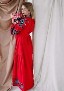 Vestido de verano informal de alta moda para mujer de gran oferta Maxi largo con estampado floral y mangas cortas para vacaciones - Product Image 2