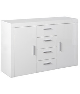 Mobile 2 ante + 4 cassetti Laccato Bianco 134x40x86 - Product Image 1