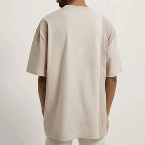 T-shirt en tricot à col rond personnalisé avec logo pour homme, en coton/fibre de bambou, service OEM avec poche avant unie, design uni, version 2023 - Product Image 4